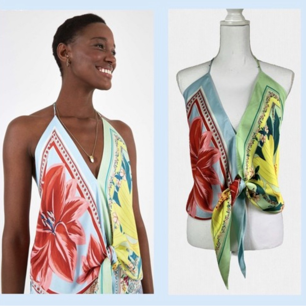 FARM Rio Multicolor Floral Wrap Top